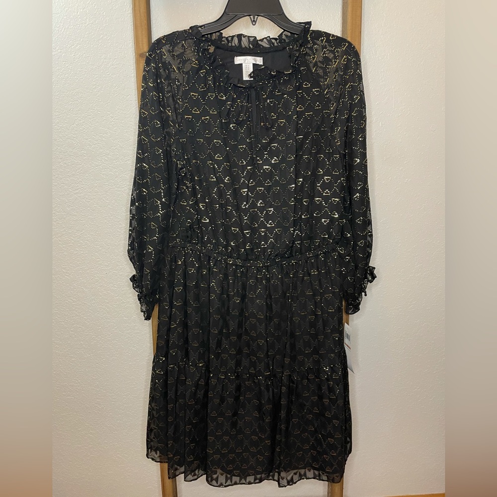 LONDON TIMES Clipped A-Line Dress